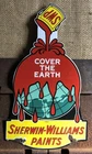 VINTAGE 1957 SHERWIN WILLIAMS PAINTS LARGE 16” PORCELAIN COVER EARTH SIGN