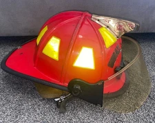 Fire Fighter Helmet, Red Cairns & Brother 1010 FSR With Shield