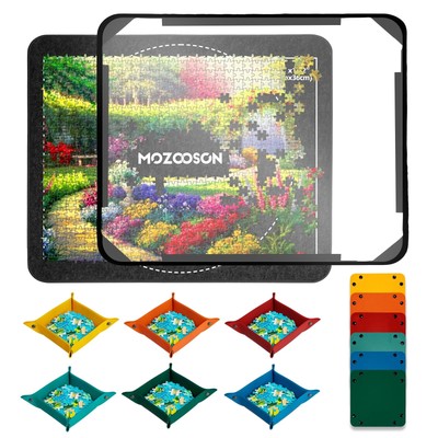 MOZOOSON Puzzlebrett Filz Puzzlematte für 500 Teile Aufbewahrungstablett Tragbar
