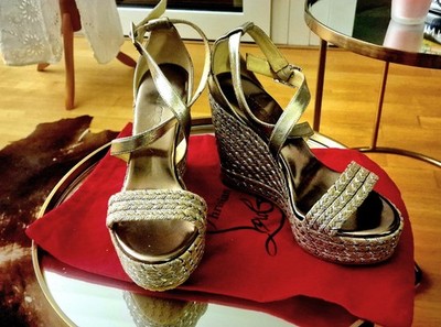 Genuine JIMMY CHOO Wedge Platform Wedge Sandals Espadrilles