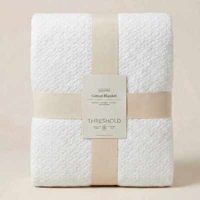 Threshold Blanket Oversized Cotton 92x90 Lightweight White Full/Queen