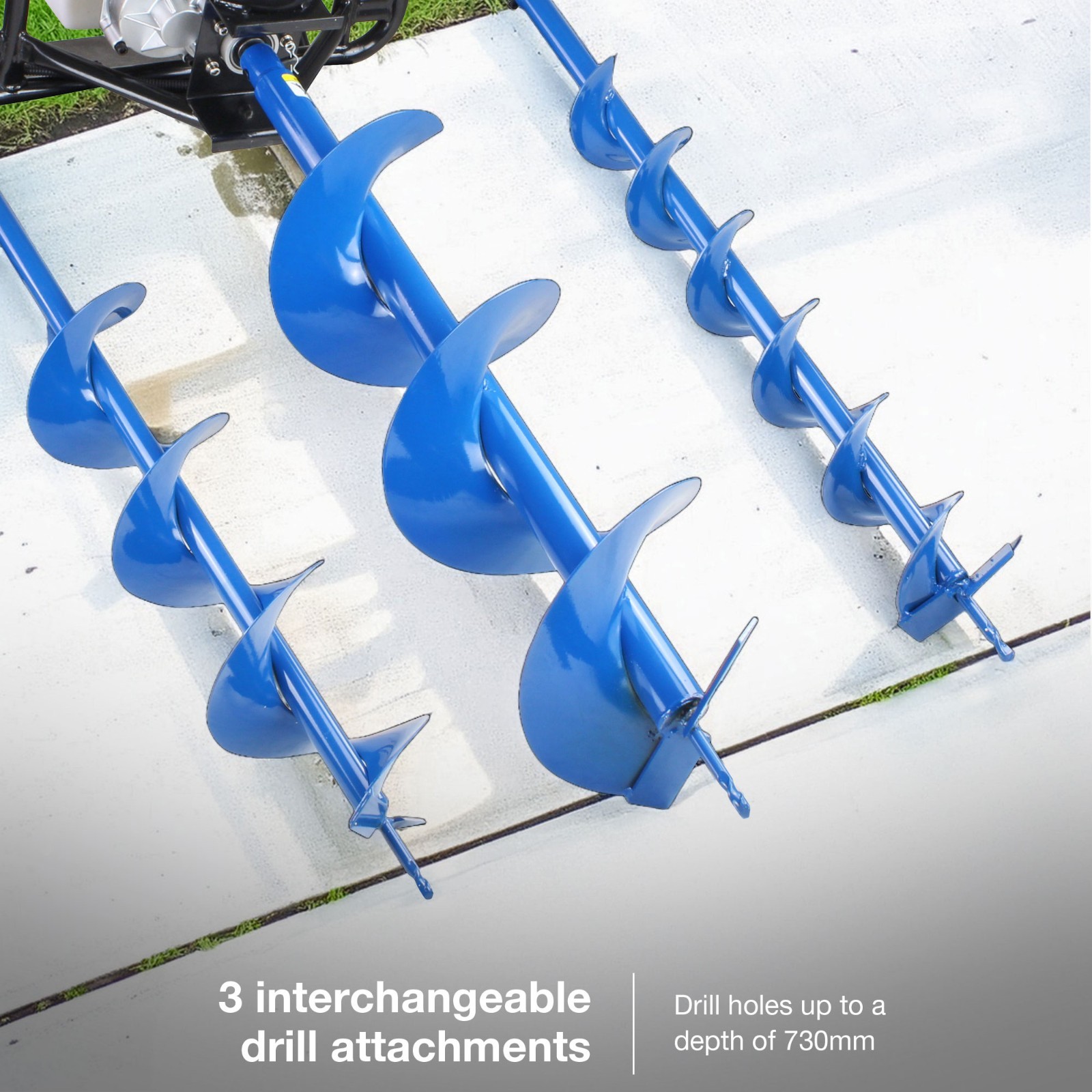 Hyundai Petrol Earth Auger Borer & Soil Post Hole Drill 52cc 730mm Deep Fence