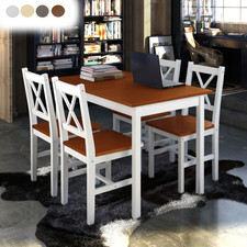 Holz Essgruppe Esstisch Küchentisch mit 4 Stühlen Sitzgruppe Tisch Stuhl Set Neu