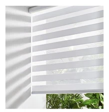 Persilux Zebra Blinds 60" W 72" H White Cordless Roller Shades Room Darkening