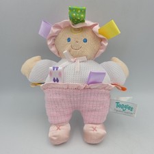 Taggies Pink Baby Doll Plush Thermal Waffle Satin Mary Meyer 8" Stuffed Lovey