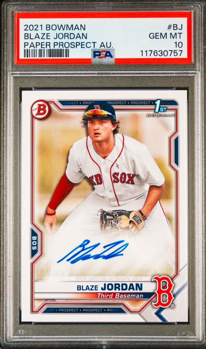 2021 Bowman - Blaze Jordan / Red Sox (1st) #PAPR-BJ - Prospect AUTO PSA 10