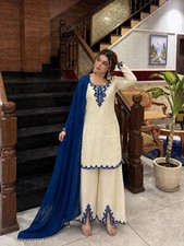INDIAN SALWAR KAMEEZ PAKISTANI WEDDING PARTY DRESS WEAR BOLLYWOOD SUIT SHARARA