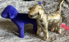 Victoria 's Secret Pink Metallic Gold And Purple Plush Dogs