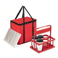 Reusable 6 Cup Drink Carrier Insulated Food Delivery Bag 26L Cooler Box Caddy