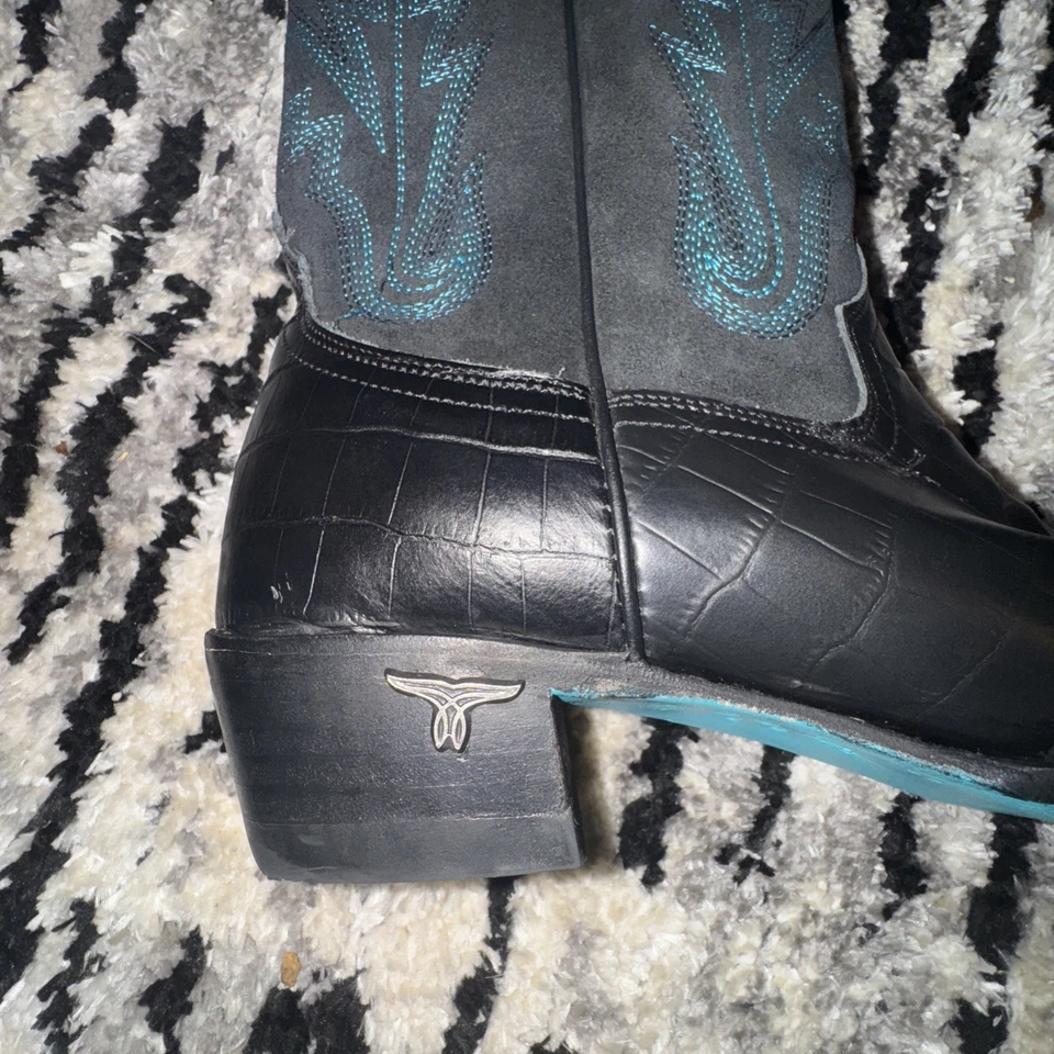 Lane SKYLIGHT Womens Cowboy Boots 8.5 Turquoise Black Western Cowgirl Mid Calf - Image 3 of 4