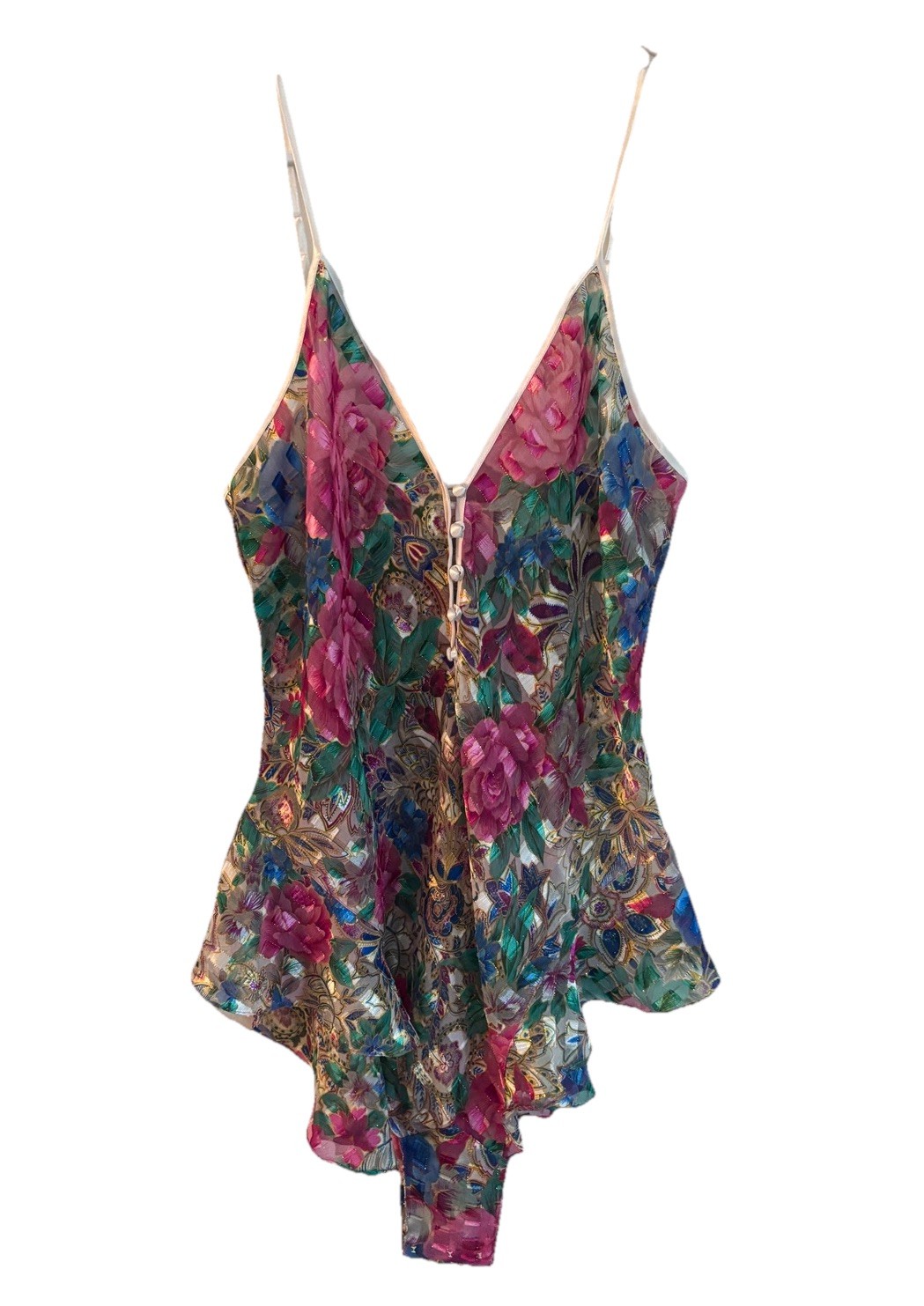 Victoria's Secret Gold Label Women's Vintage Sheer Floral Teddy Bodysuit  Large