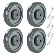 4 PCS 5 Inch Gray Polyurethane Shopping Cart Replacement Wheels Kit 1000lbs