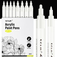 SFAIH Acrylic White Paint Pens - 8 Pack 2-3MM Medium Tip 0.7MM Extra Fine Pa...