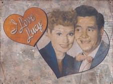 Original Vintage Metal "I Love Lucy" sign 16 x 12 inches