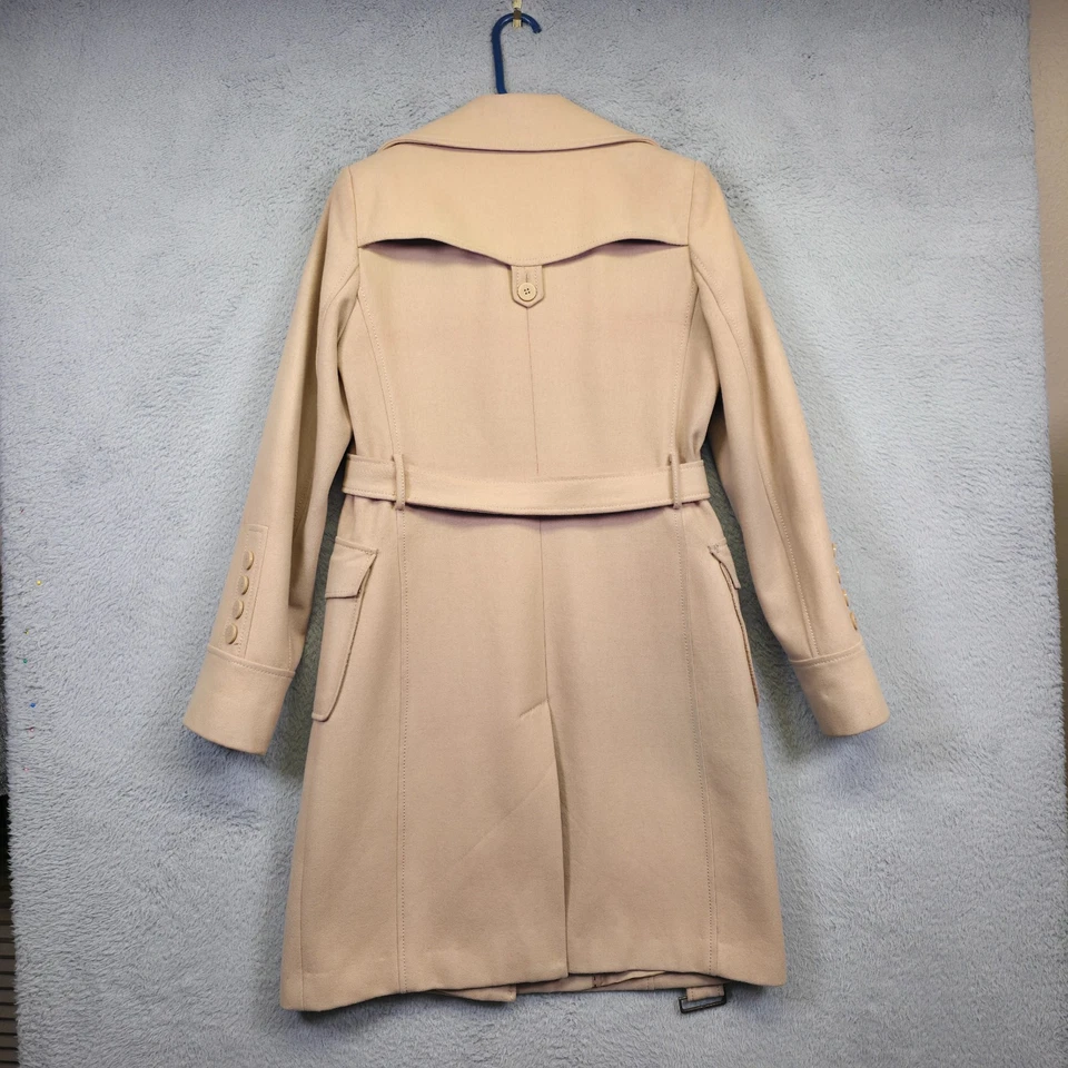 Kenneth Cole 反应风衣女式 8 米色羊毛学院风商务旧钱 — 第 2/4 张图片