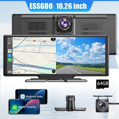 ESSGOO 4K 10,26'' Touchscreen Dashcam für CarPlay & Android Auto mit Dual + 64GB