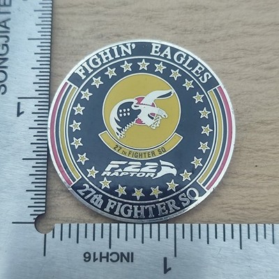 USAF 27th Fighter Squadron F-22 Raptor Fighin' Eagles Challenge Coin