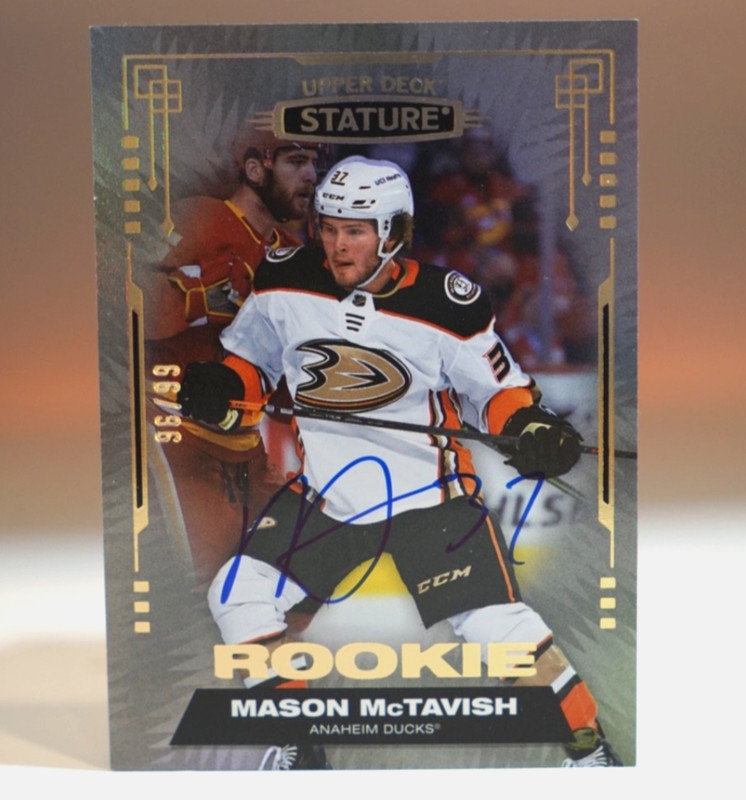 2021-22 Upper Deck Stature ROOKIE Mason McTavish /99 AUTO #189 RC Ducks Blues