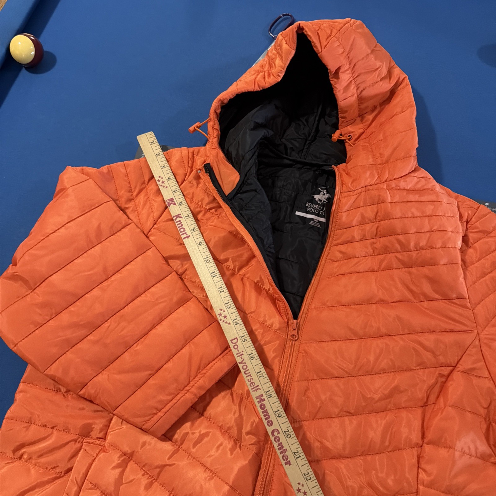 Beverly Hills Polo Club Puffer Jacket Women’s 3X Orange Packable Hooded - New