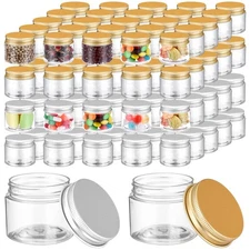 100 Pcs 2 oz Plastic Container Jars Clear Round Cosmetic Container with Lids,...