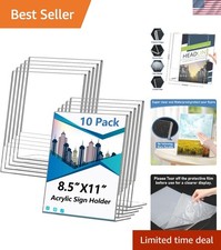 Acrylic Sign Holder 8.5x11 Inches, 10 Pack Clear Plastic Table Flyer Display ...
