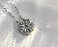 Moissanite Four-Leaf Clover Pendant Necklace S925 Changeable Titanium