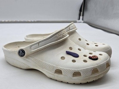Crocs Classic Clog Shoes Womens Size 8 White Jibbitz Slip On Comfort Damaged