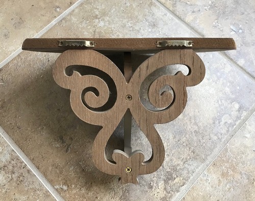 Estante de pared ornamentado de madera vintage de granja piedra mate beige 11" x 4,5" x 7" - Imagen 10 de 13