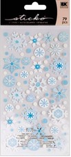Winter Snowflakes, 4x7" scrapbook stickers - Sticko 200377