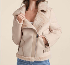 Ivory Faux Shearling Coat - Women Small (4-6)