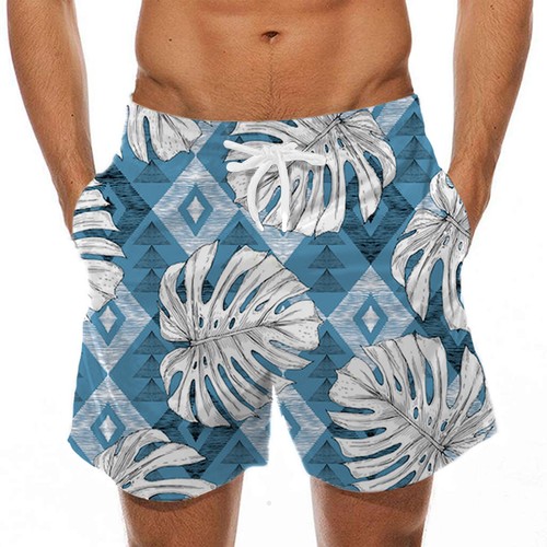Men's Hawaiian Beach Printed Shorts Sport Casual Pants All Size W(29in to 40in) - Picture 49 of 81