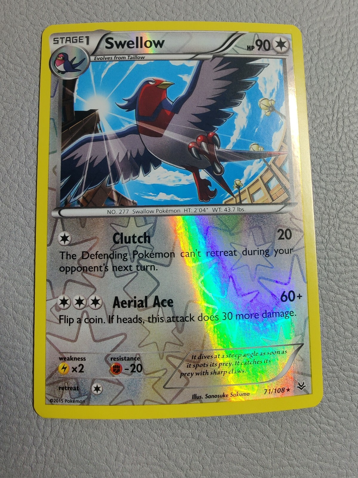 Swellow | Reverse Holo | NM | Roaring Skies 71/108 | Rare | Pokemon