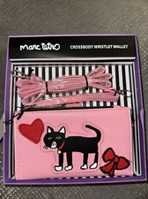 Marc Tetro Black Cat Crossbody Wristlet Wallet Pink Purse Handbag NWT Gift Box