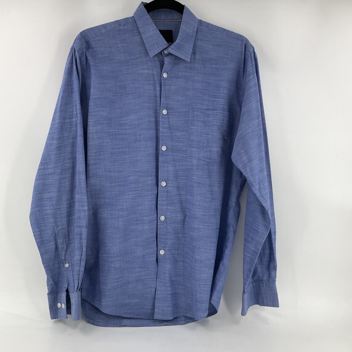 nicole miller dress shirts mens Nicole MILLER Men's MED Blue Button Down Dress Shirt Long Sl
