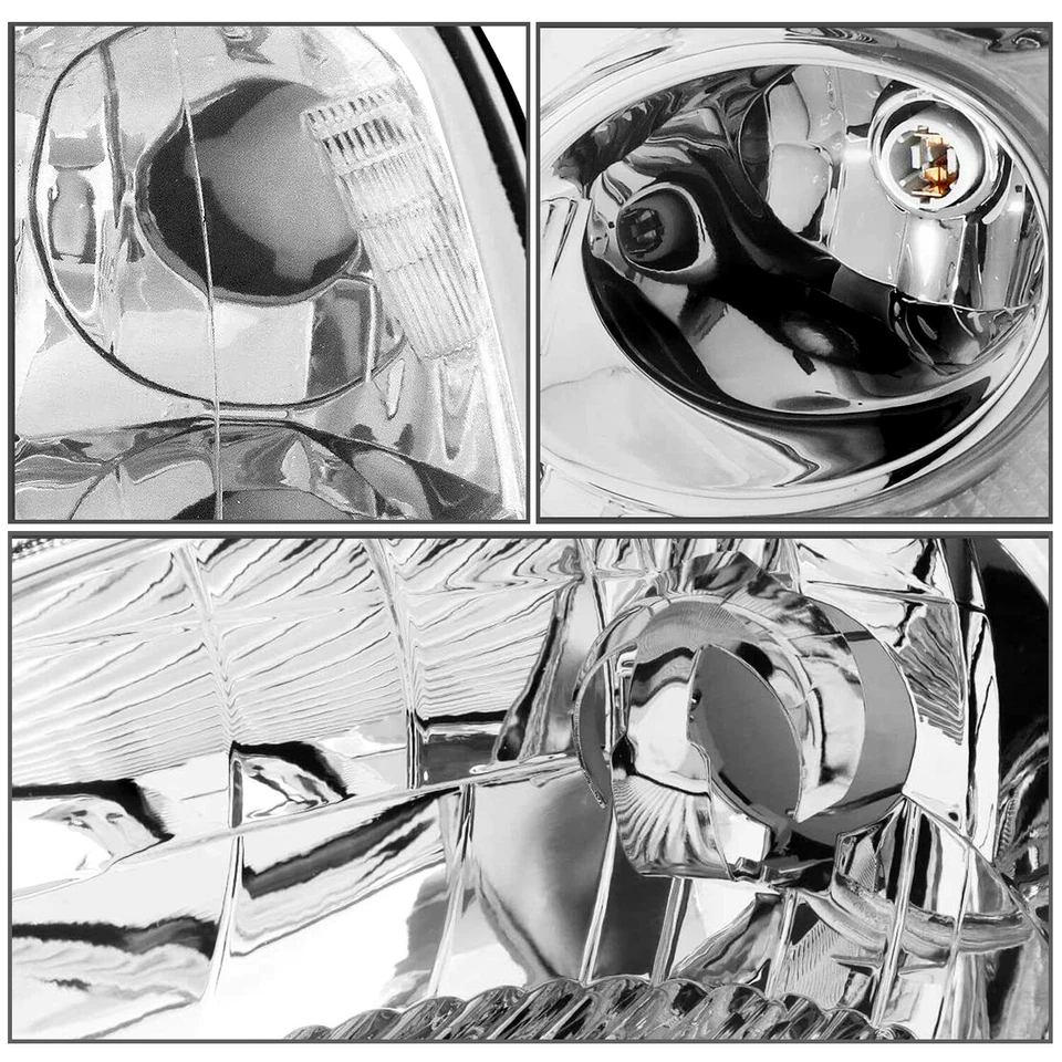 For 2001 2002 2003 Honda Civic Chrome Clear Headlights Assembly Lamps Set - Image 3 of 4