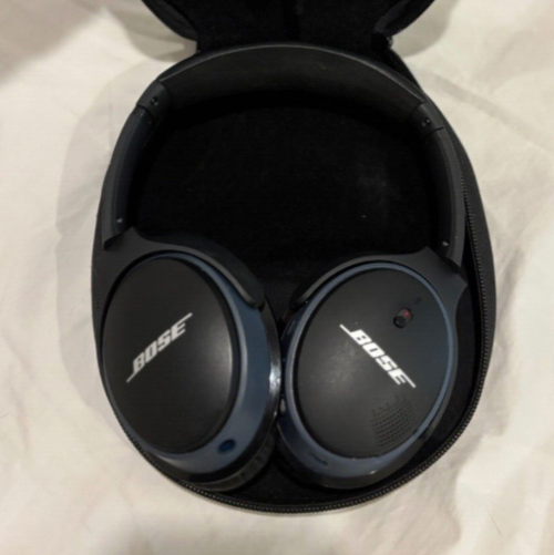BOSE WIRELESS NOISE CANCELLING HEADPHONES BLACK/BLUE CORDS & CASE-image