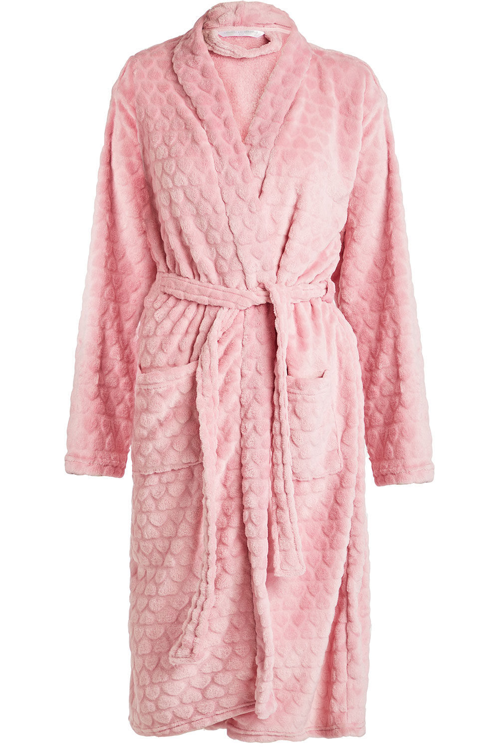 Ex Bonmarche Heart Jacquard Robe Super Soft Dressing Gown Blue Pink eBay