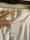NWT MISA Imara Gold Crochet Grommet Crop Linen Pants White Size Medium — photo 5