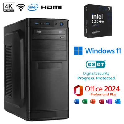 Büro PC Intel Ultra 7 265K 32GB RAM 500GB SSD 1000GB HDD Windows 11 Office 2024