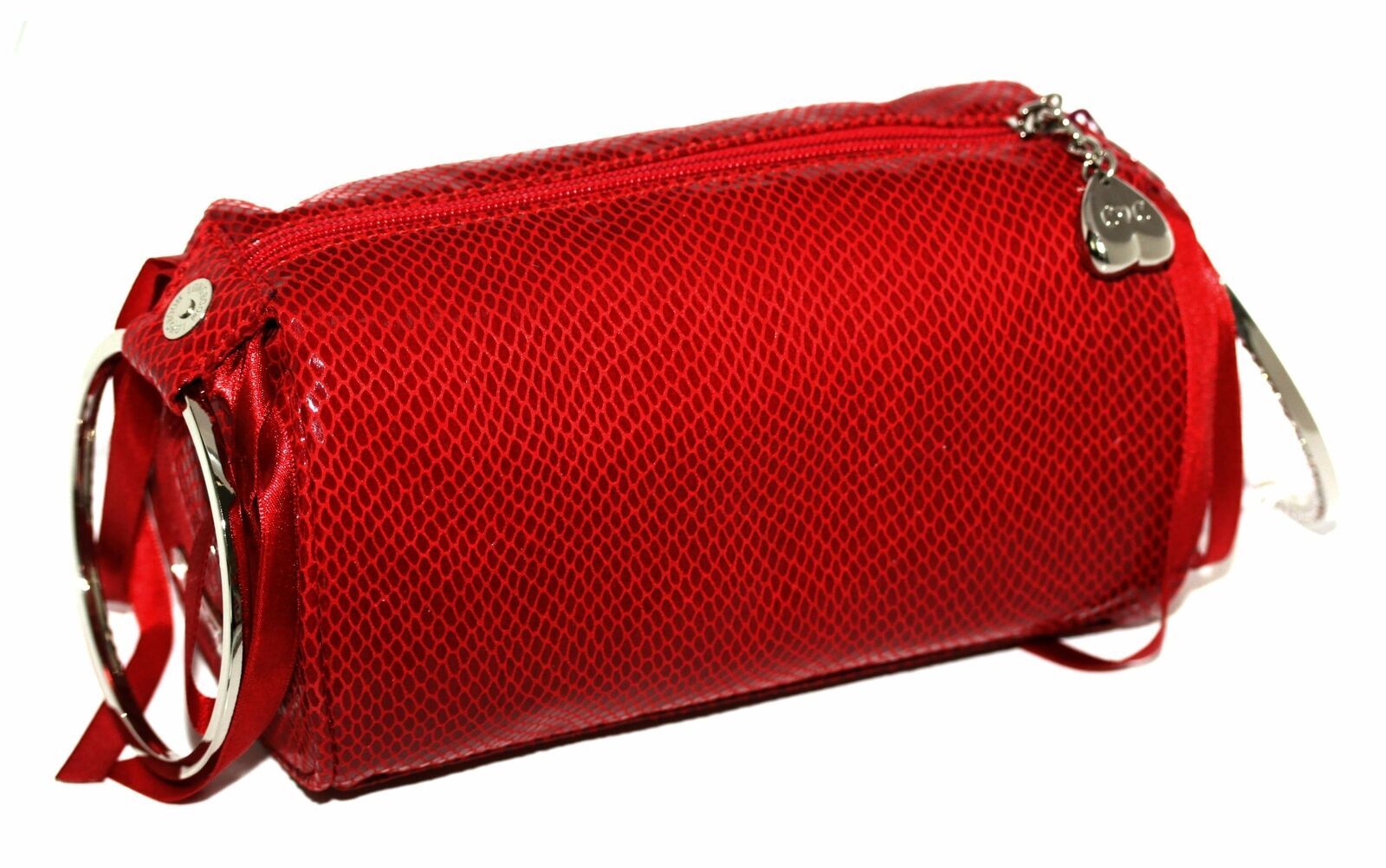Claudia Canova Red Faux Snakeskin Party Evening Clutch Bag
