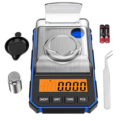 Bilancia di Precisione 50g/0.001g, ORIA Digitale Tascabile Ad Blu 