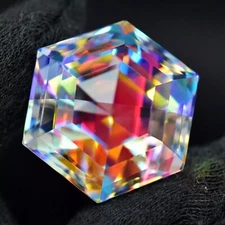Mystic Topaz Multicolor Rainbow Hexagonal Cut 48.30 Ct Brazilian Loose Gemstone