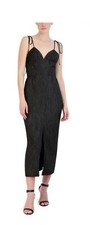 BCBGMAXAZRIA Women's Pleated Satin Front Slit Sleeveless Gown NWT 298 MSRP BCBG
