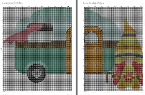 Camping Camper RV Gnome Counted Cross Stitch Pattern - Picture 3 of 4