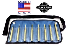 Grace Gunsmith Brass Roll Pin Punch Set 8pc Gun Care Machinist Made in USA