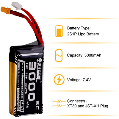 7,4 V 3000mAh XT30-Stecker 2S Lipo Akku für RadioMaster TX16S Transmitter Sender
