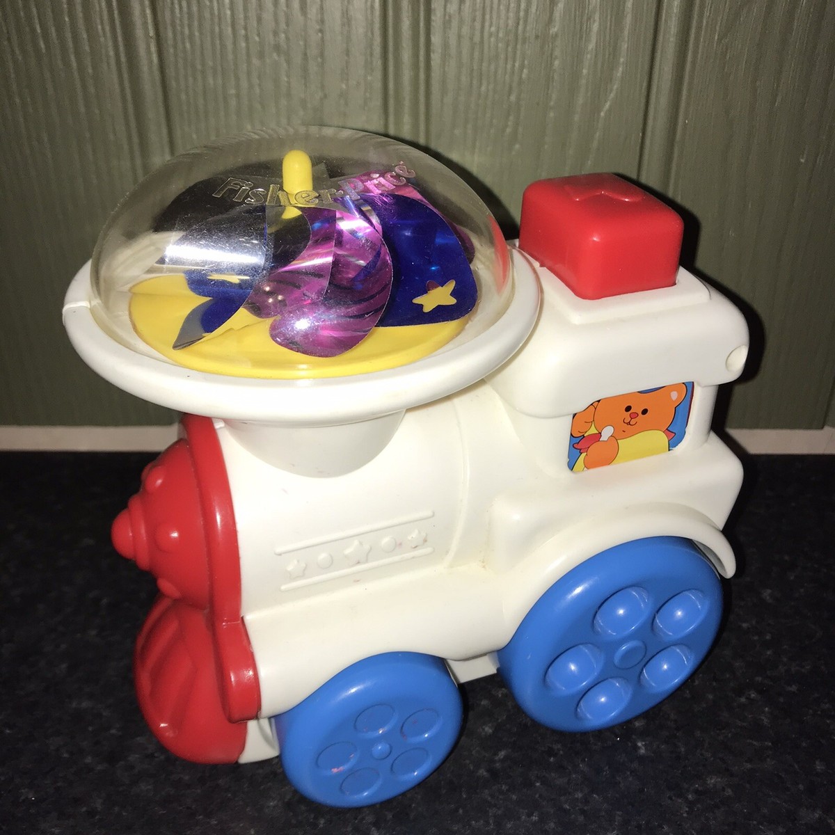 Fisher Price Pinwheel Train Squeaky Noise Toy Vintage 1993 FP Rare