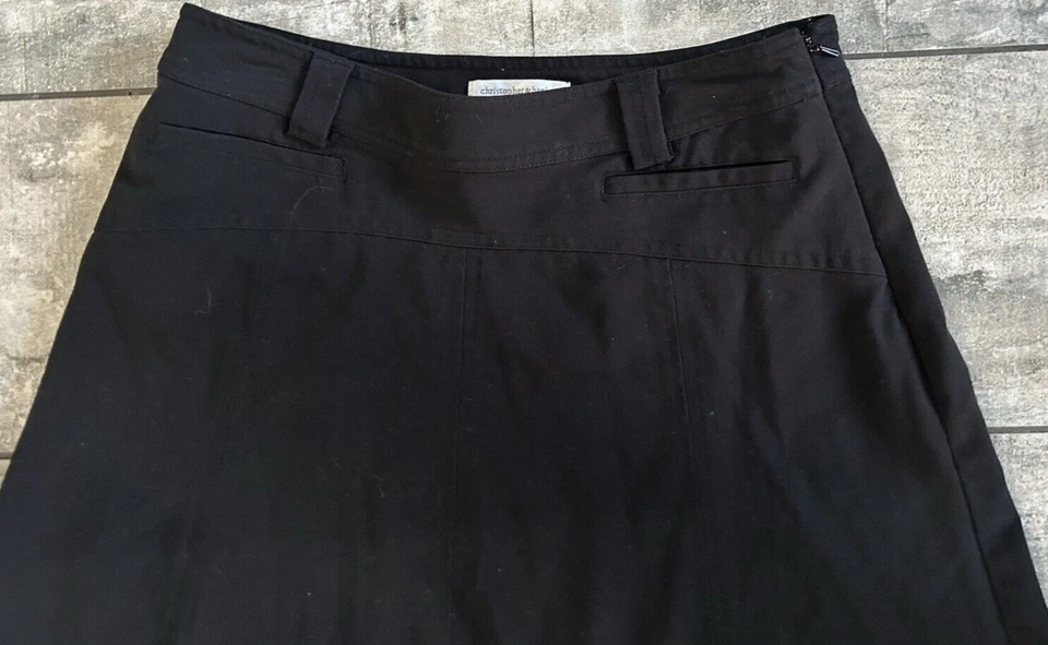 Falda midi negra Christopher Banks talla 6P pequeña plisada costuras dobladillo acampanado Y2K Foto 3 de 4