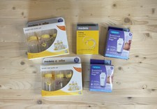 Medela Breastmilk Bottle Set, Pump Tubing and Lansinoh Storage Bags Brand New OS