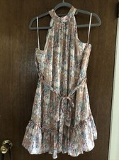 lulus dress large new floral metallic lined Country Cottage Core Cocktail 
